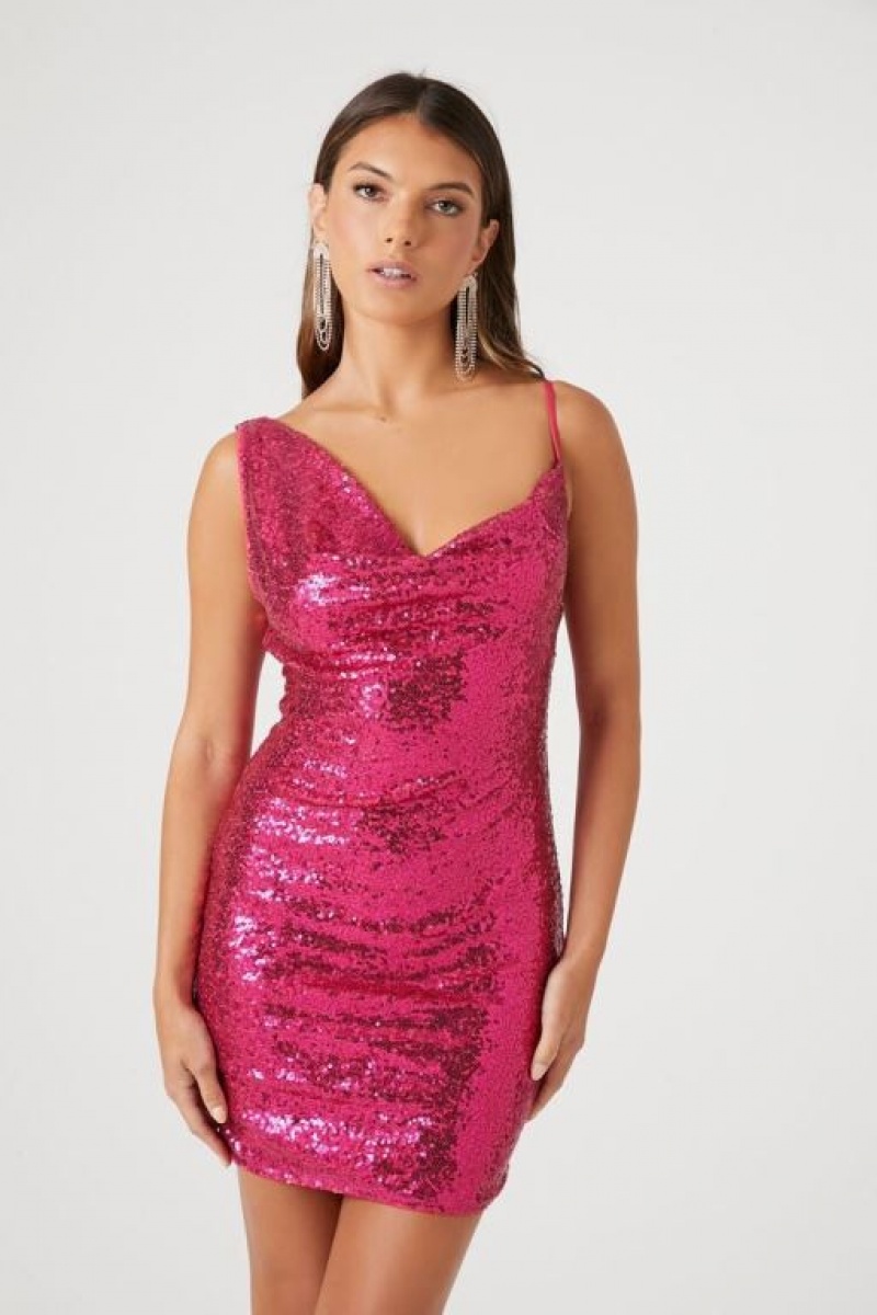 Vestido Forever 21 Sequin One Shoulder Bodycon Mujer Ruby | YVbBCH8JkIm