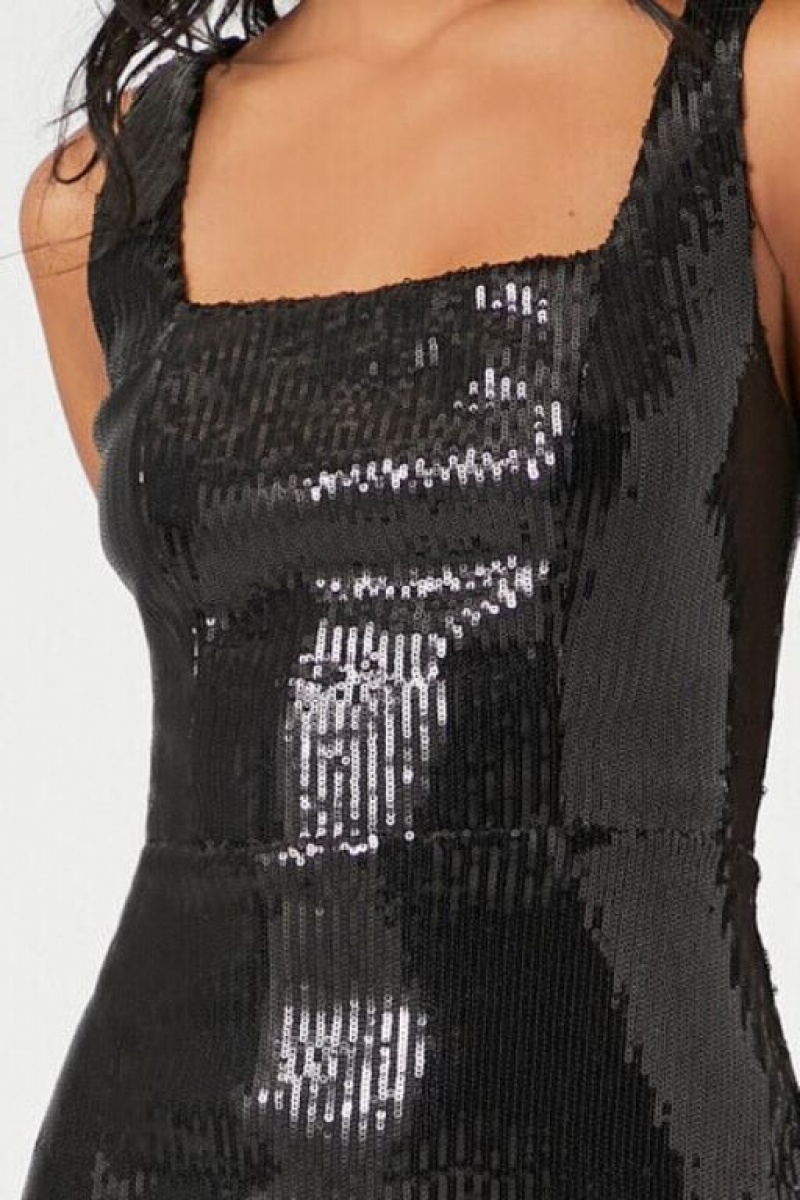 Vestido Forever 21 Sequin Slit Midi Mujer Negras | n0OC2Polfru