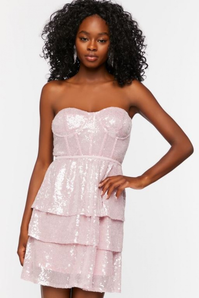 Vestido Forever 21 Sequin Sweetheart Mini Mujer Rosas Rosas | AvBZC3qYjAs