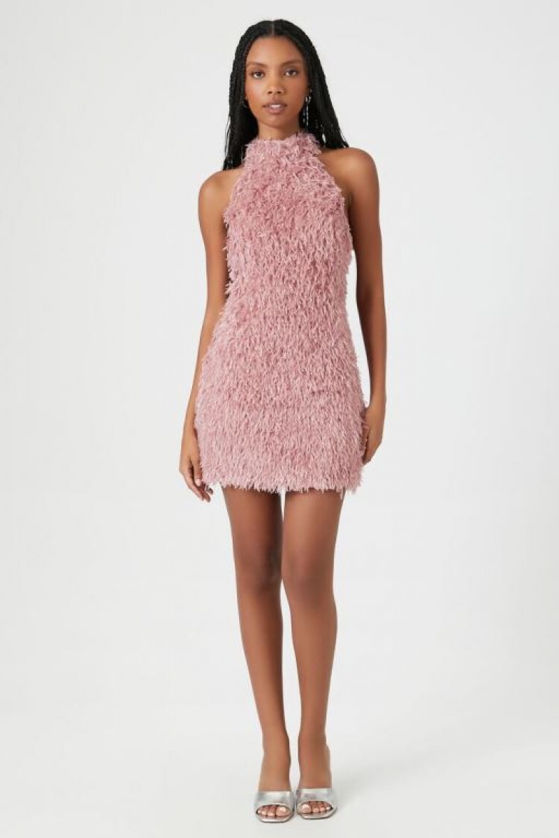 Vestido Forever 21 Shaggy Faux Fur Mini Halter Mujer Moradas | JV0VlGkf7IN