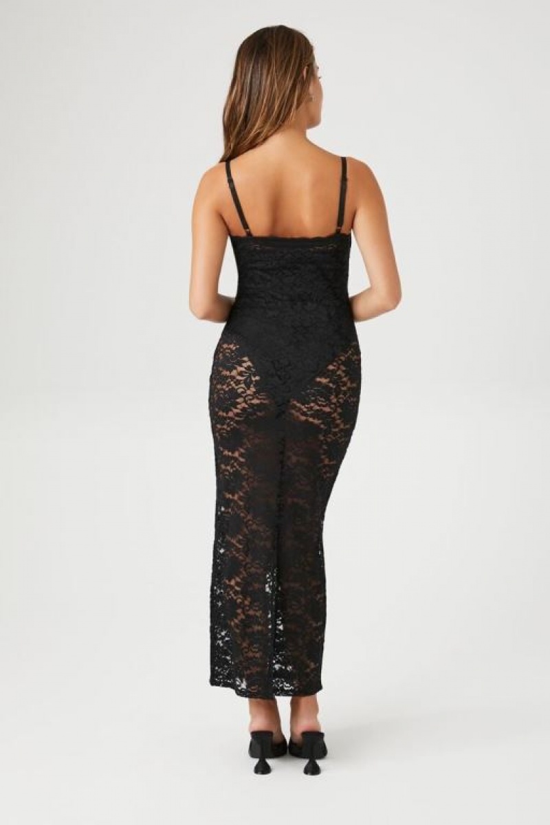 Vestido Forever 21 Sheer Lace Cami Maxi Mujer Negras | gen9LXG7jrw