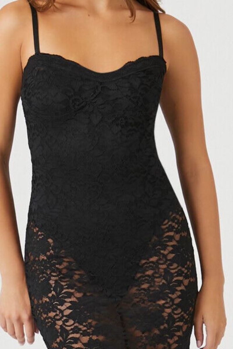 Vestido Forever 21 Sheer Lace Cami Maxi Mujer Negras | gen9LXG7jrw