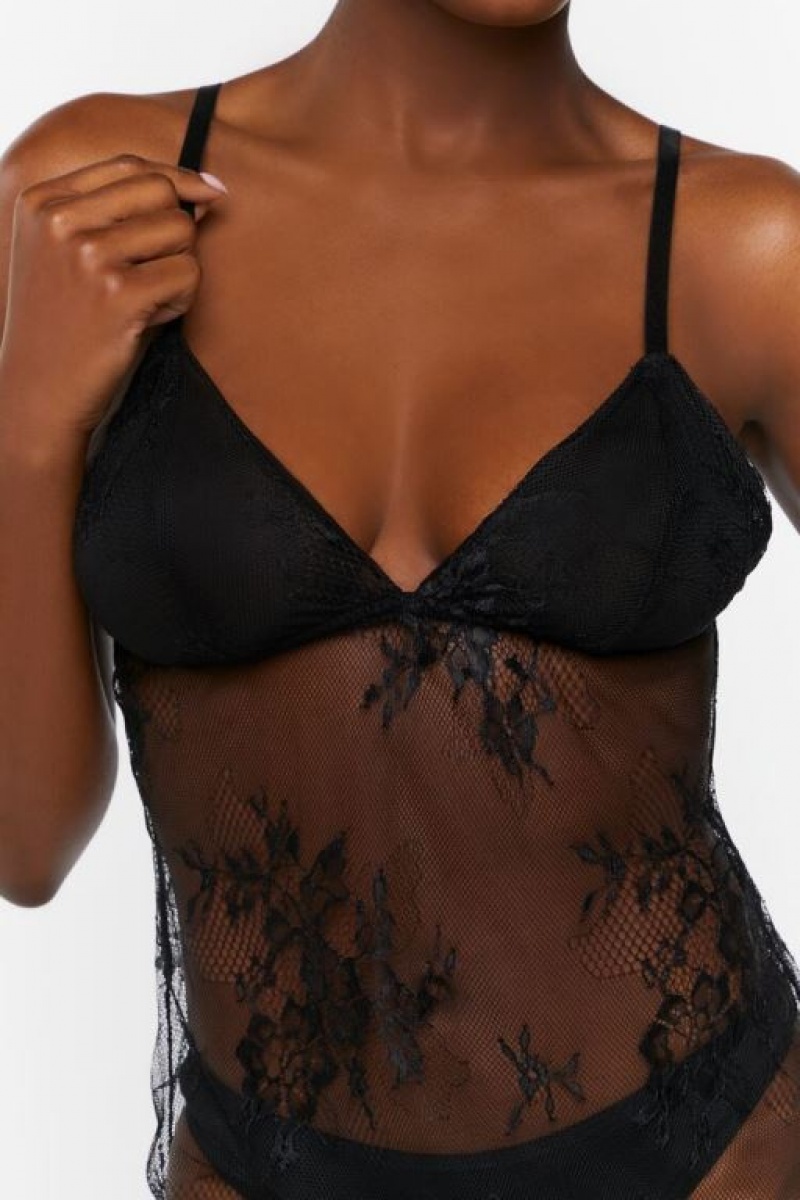 Vestido Forever 21 Sheer Lace Lingerie Slip Mujer Negras | J1KTfC1iKnk