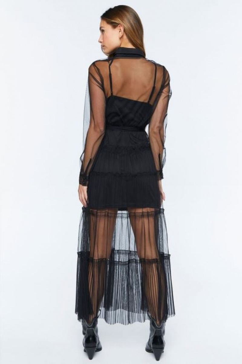 Vestido Forever 21 Sheer Tiered Maxi Mujer Negras | rnQ19HHyuxY