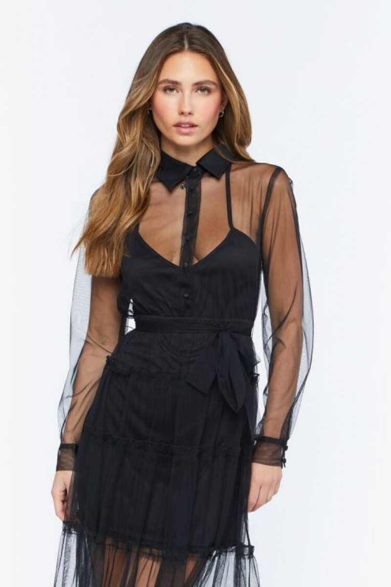 Vestido Forever 21 Sheer Tiered Maxi Mujer Negras | rnQ19HHyuxY