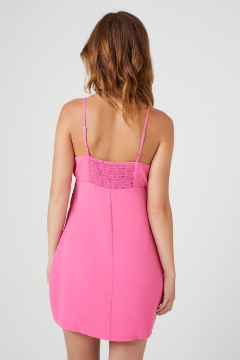 Vestido Forever 21 Shirred Cami Mini Mujer Rosas | yeyiftVeVs8