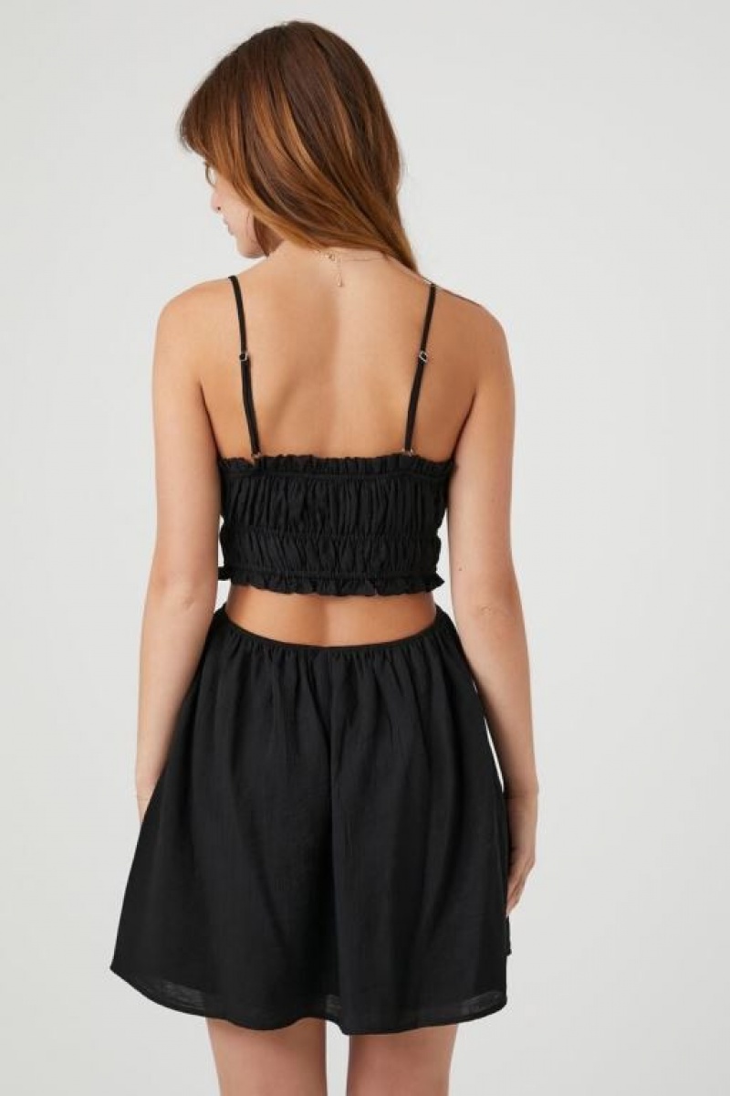 Vestido Forever 21 Shirred Cutout Cami Mini Mujer Negras | yj8Nk339A2f