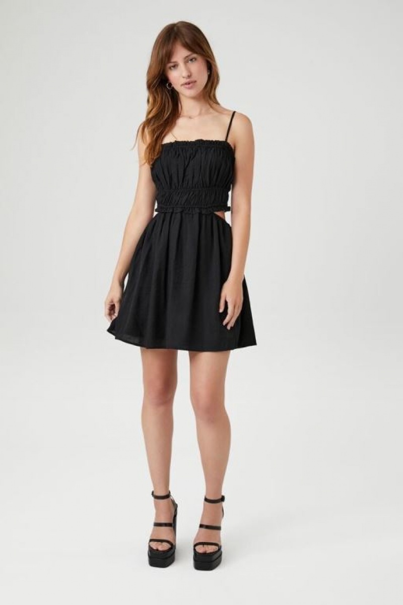 Vestido Forever 21 Shirred Cutout Cami Mini Mujer Negras | yj8Nk339A2f