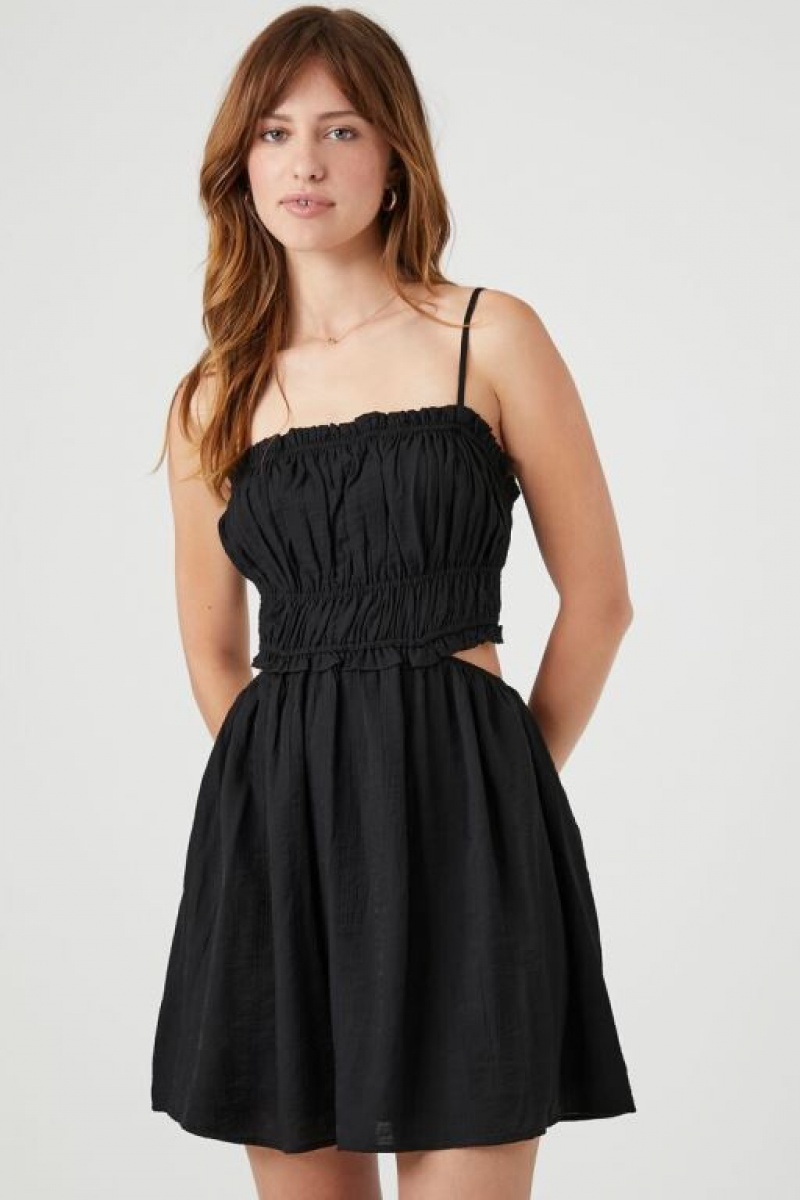 Vestido Forever 21 Shirred Cutout Cami Mini Mujer Negras | yj8Nk339A2f