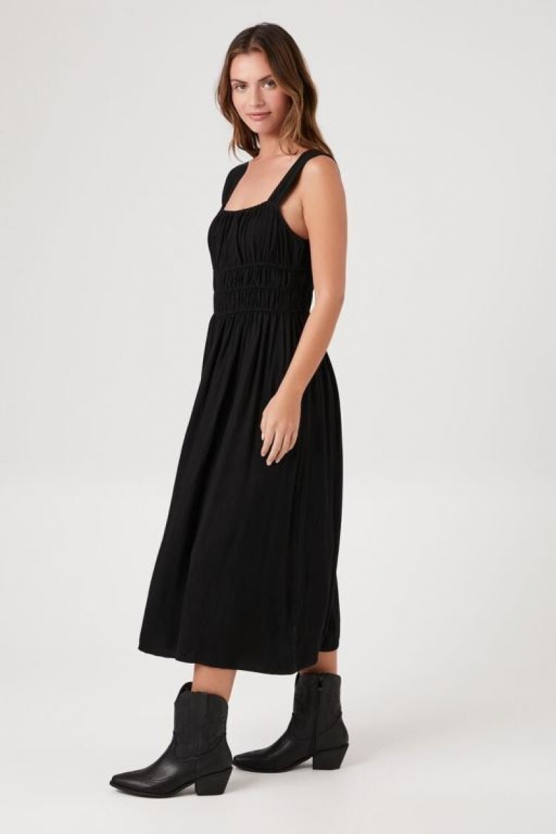 Vestido Forever 21 Shirred Square Neck Midi Mujer Negras | ZWTwrw0GoPi