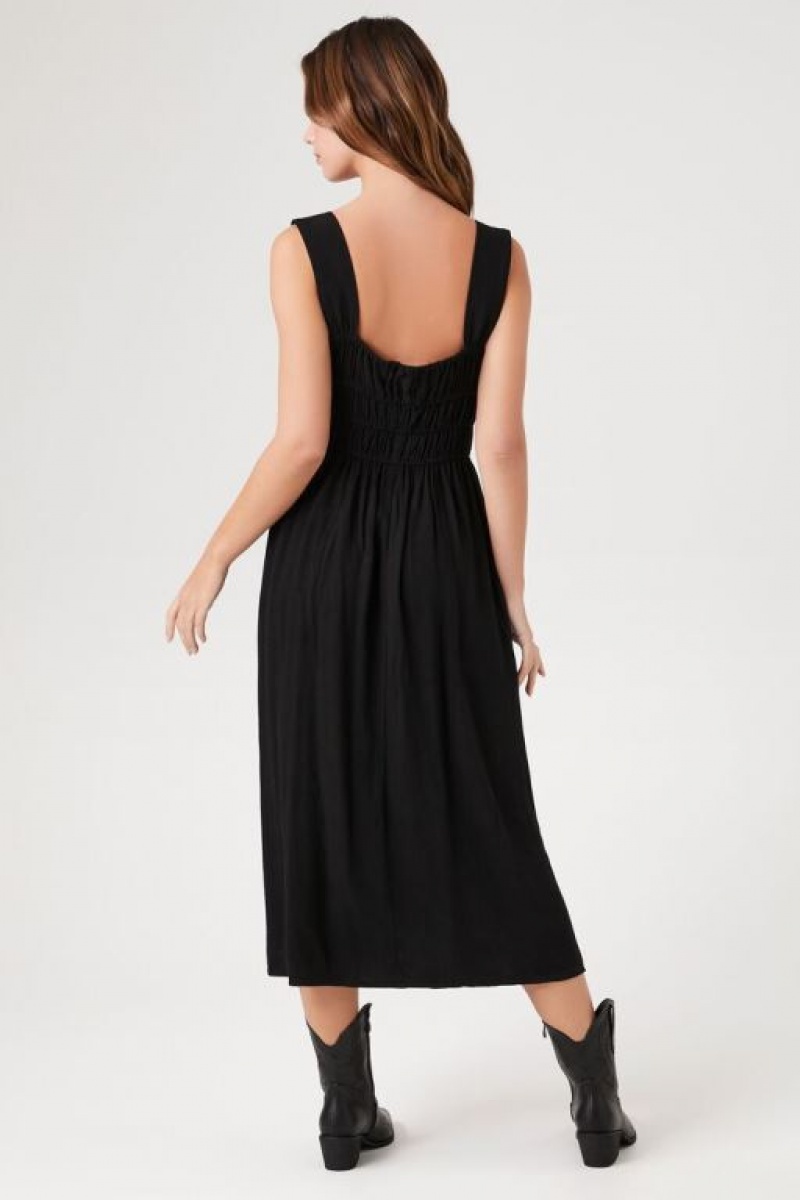 Vestido Forever 21 Shirred Square Neck Midi Mujer Negras | ZWTwrw0GoPi