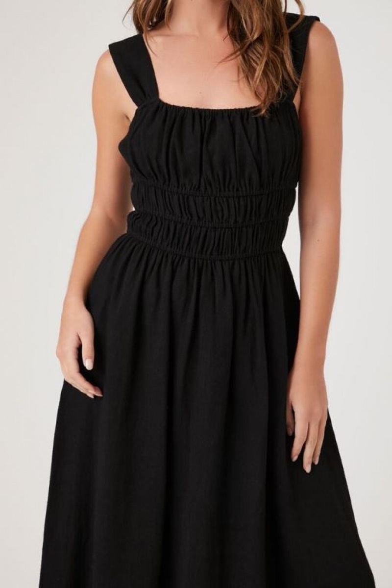 Vestido Forever 21 Shirred Square Neck Midi Mujer Negras | ZWTwrw0GoPi