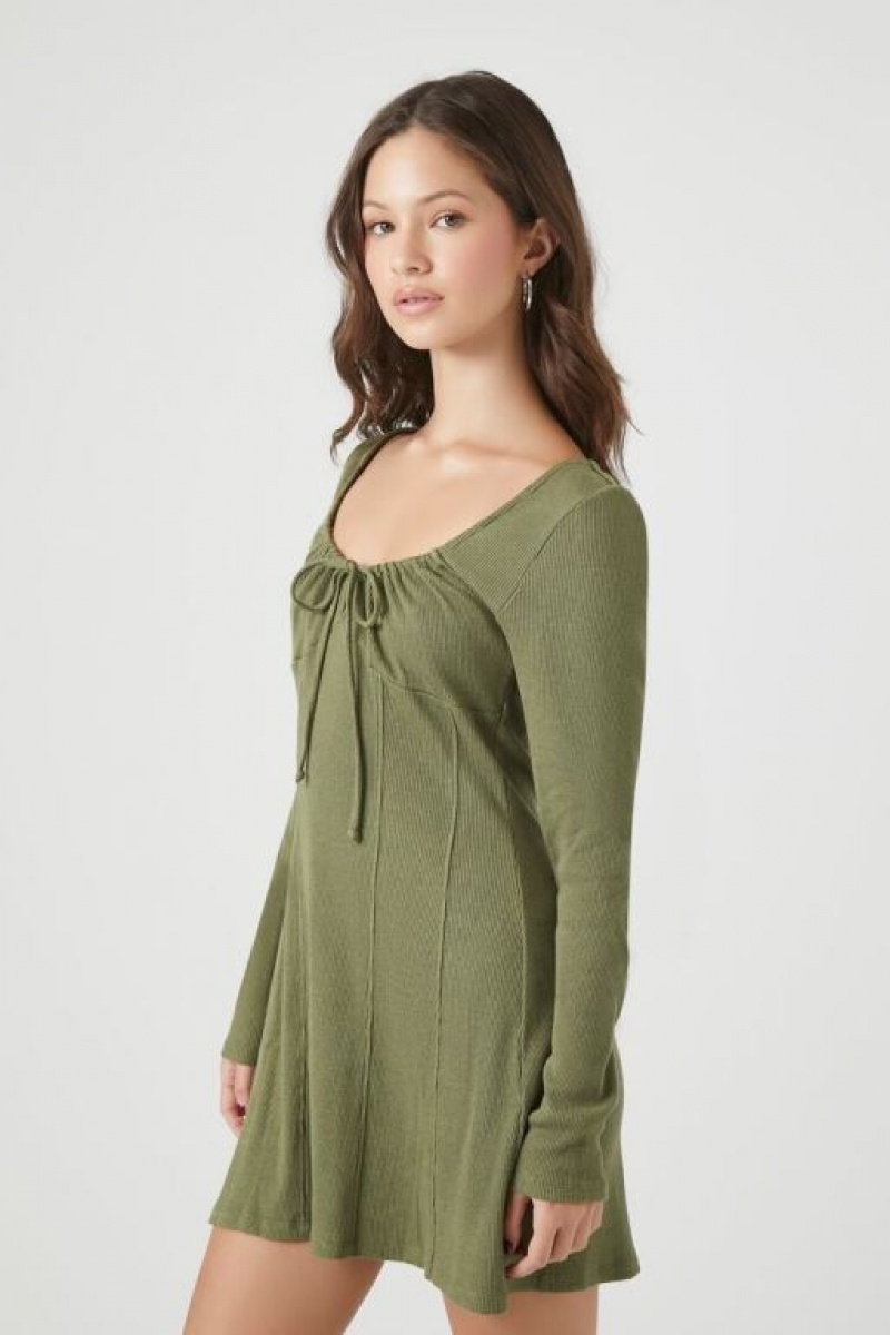 Vestido Forever 21 Skater Mini Mujer Verde Oliva | zYCZEelbp9m