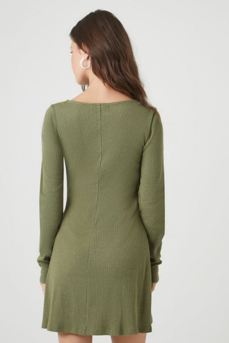 Vestido Forever 21 Skater Mini Mujer Verde Oliva | zYCZEelbp9m