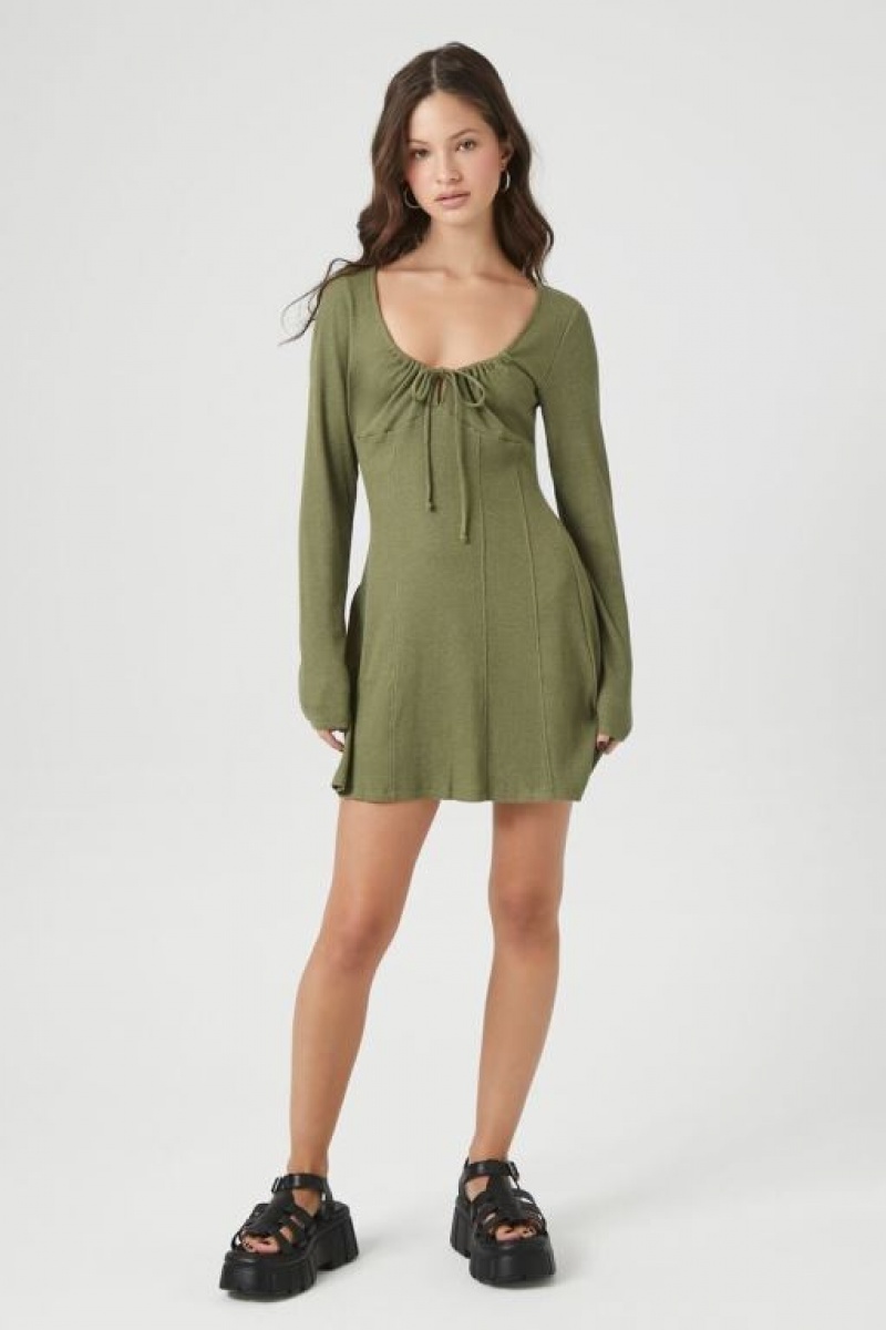 Vestido Forever 21 Skater Mini Mujer Verde Oliva | zYCZEelbp9m