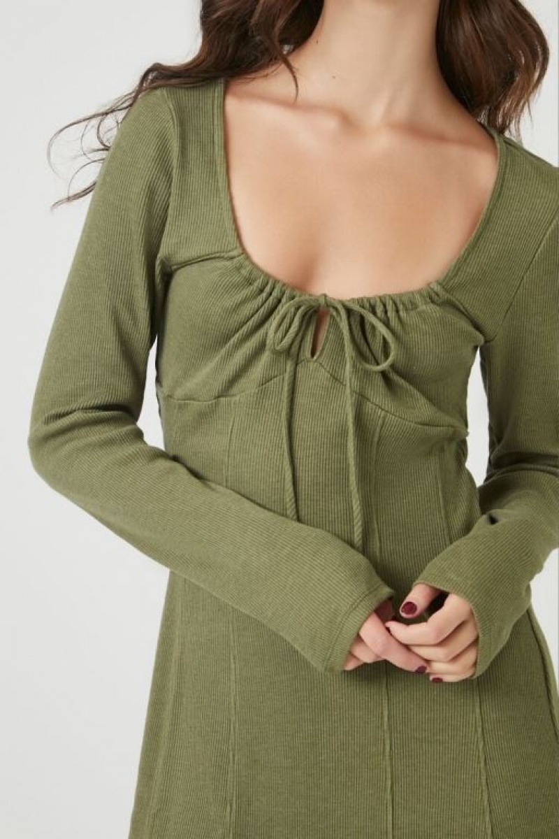 Vestido Forever 21 Skater Mini Mujer Verde Oliva | zYCZEelbp9m