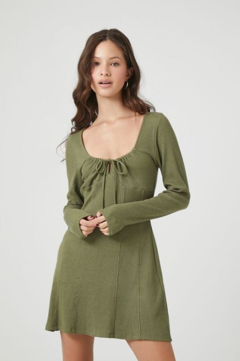 Vestido Forever 21 Skater Mini Mujer Verde Oliva | zYCZEelbp9m