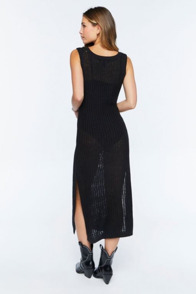 Vestido Forever 21 Sleeveless Open Knit Midi Mujer Negras | HJjgCERQg4G