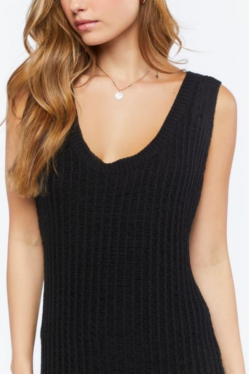 Vestido Forever 21 Sleeveless Open Knit Midi Mujer Negras | HJjgCERQg4G