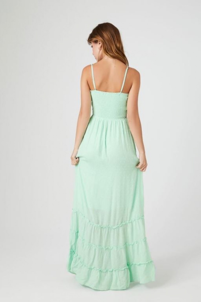 Vestido Forever 21 Smocked Column Midi Mujer Jade | Uhxa34zj7wB