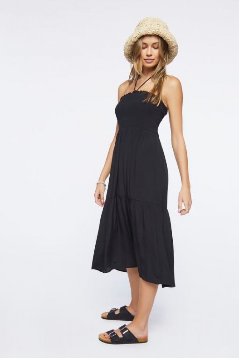 Vestido Forever 21 Smocked Halter Midi Mujer Negras | zRWVv60x0Iy