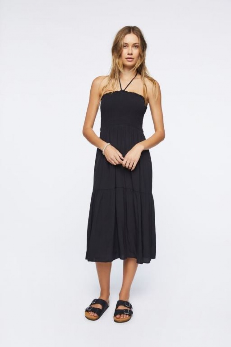 Vestido Forever 21 Smocked Halter Midi Mujer Negras | zRWVv60x0Iy