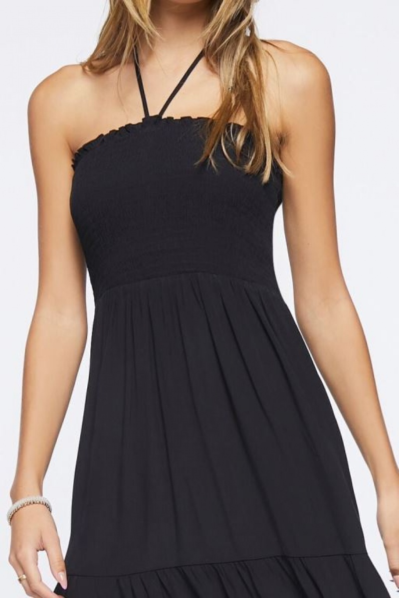 Vestido Forever 21 Smocked Halter Midi Mujer Negras | zRWVv60x0Iy