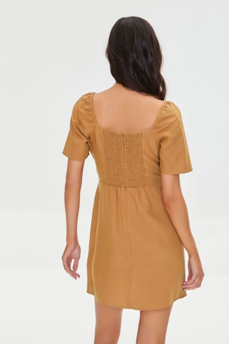 Vestido Forever 21 Smocked Mini Mujer Maple | JdCODWNsrWo