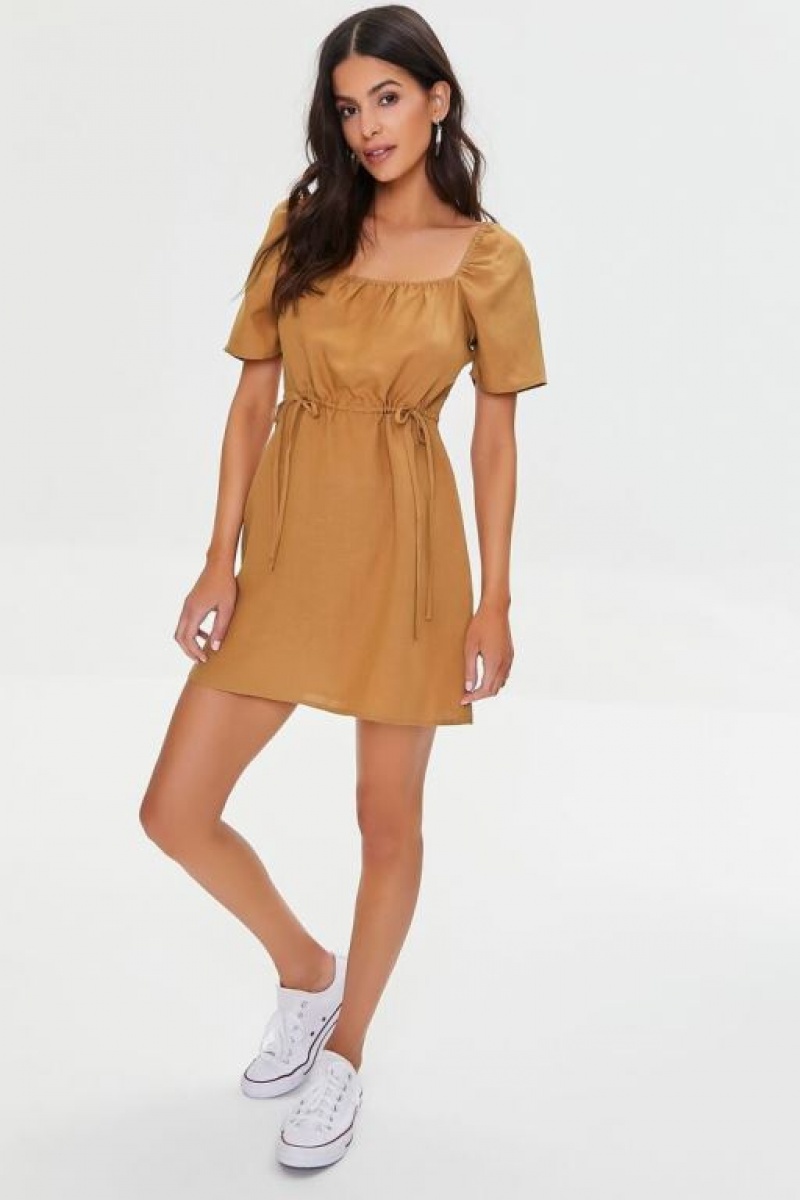 Vestido Forever 21 Smocked Mini Mujer Maple | JdCODWNsrWo