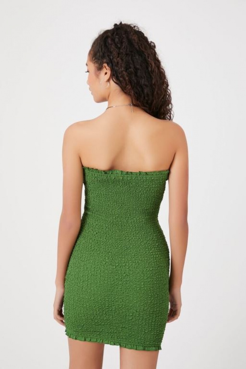 Vestido Forever 21 Smocked Mini Tube Mujer Avocado | YFFGOZqyNJT