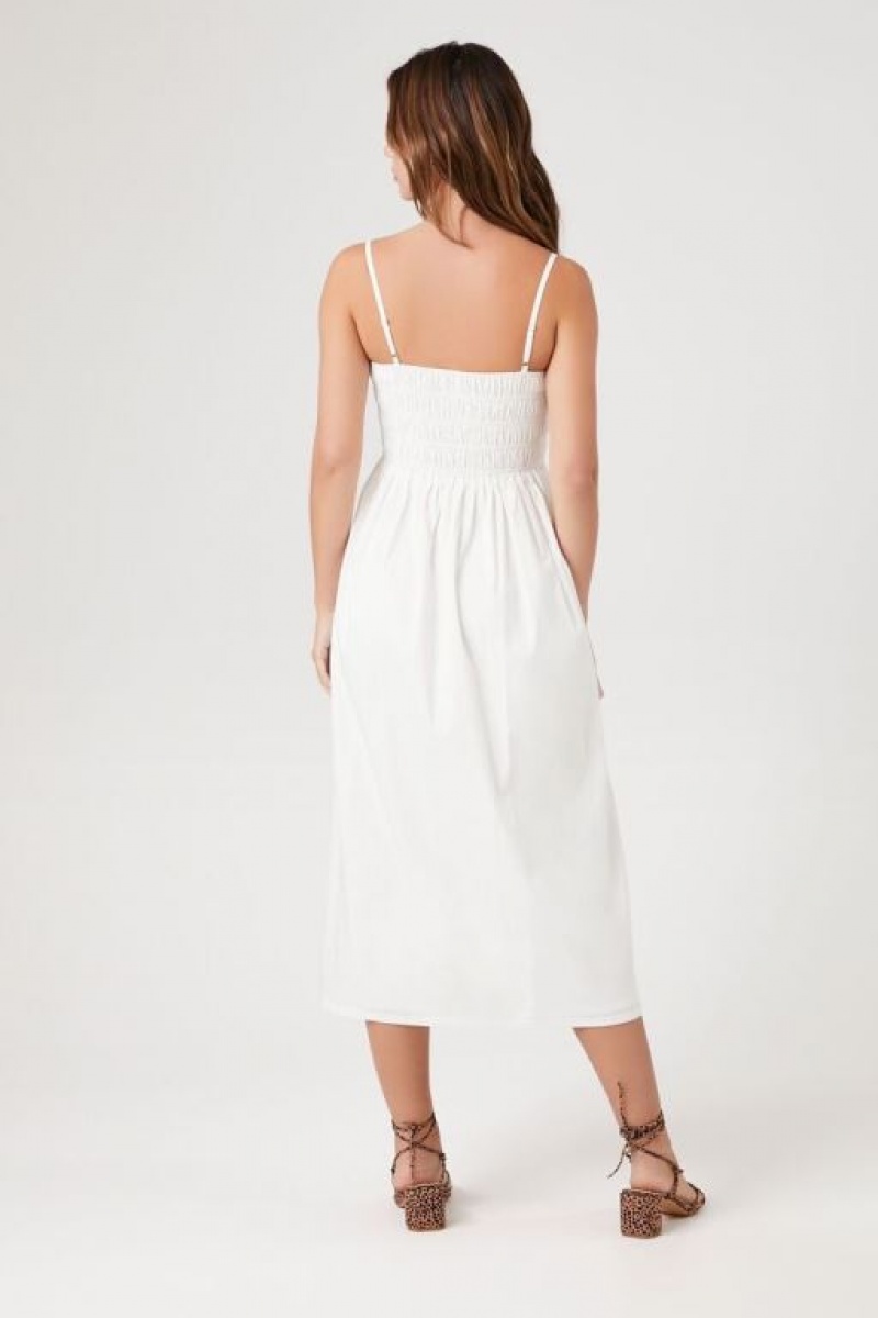 Vestido Forever 21 Smocked Poplin Midi Mujer Blancas | W9dc0iGgqaq