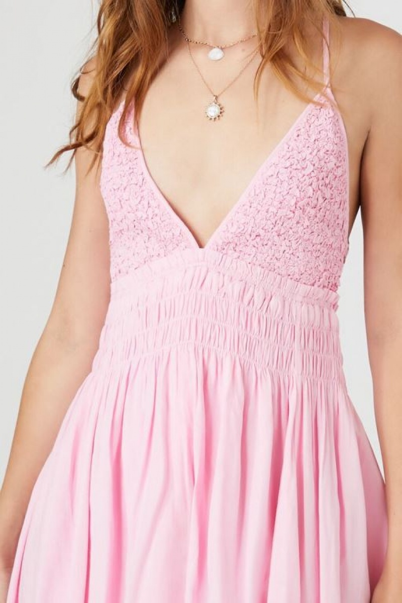 Vestido Forever 21 Smocked Ruffle Cami Mini Mujer Rosas Claro | TJffUkIzl4G