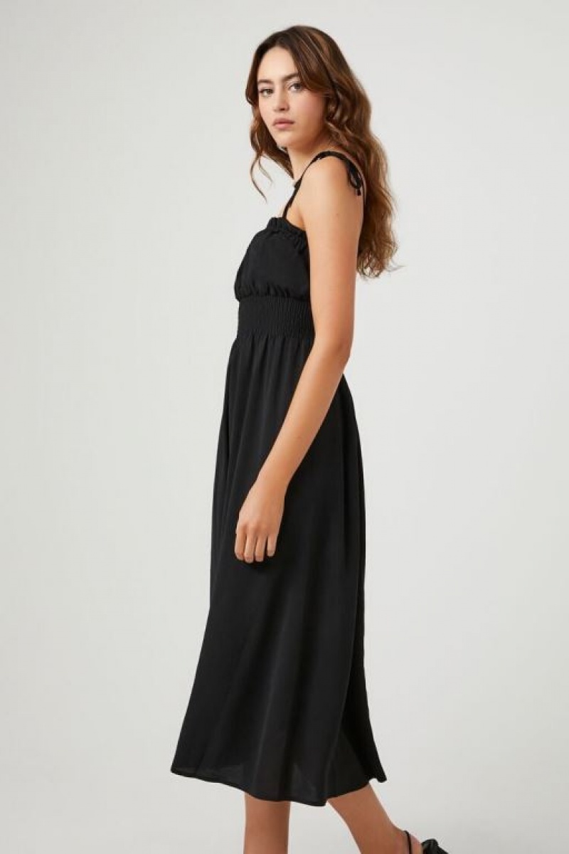 Vestido Forever 21 Smocked Tie Strap Midi Mujer Negras | VKqIhwcSASZ