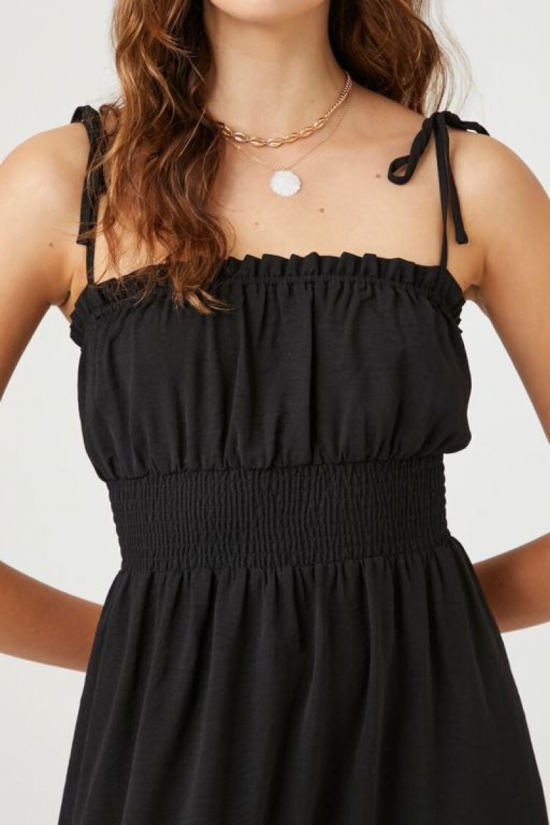 Vestido Forever 21 Smocked Tie Strap Midi Mujer Negras | VKqIhwcSASZ