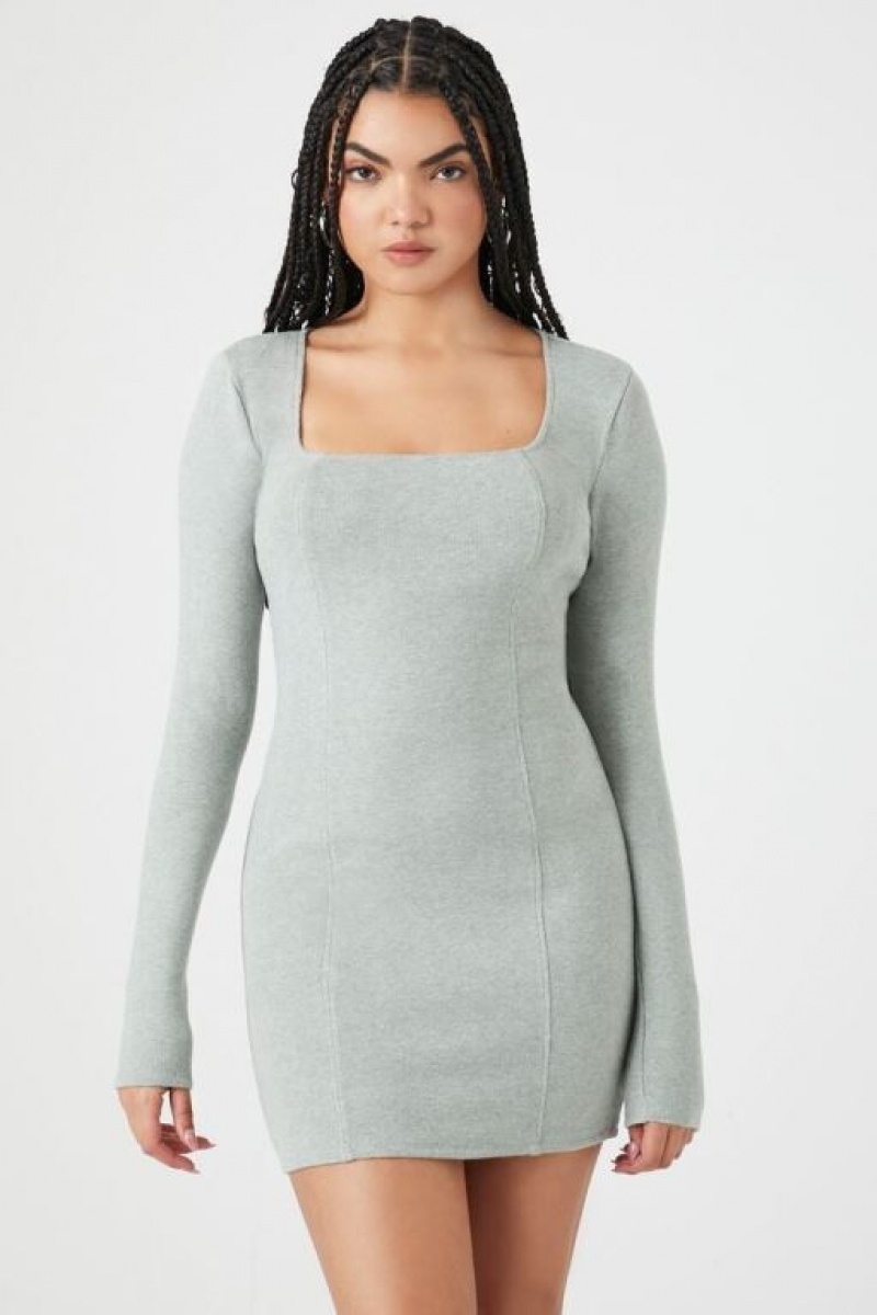 Vestido Forever 21 Square Neck Bodycon Mini Mujer Verde | iJXGrMy6Saa