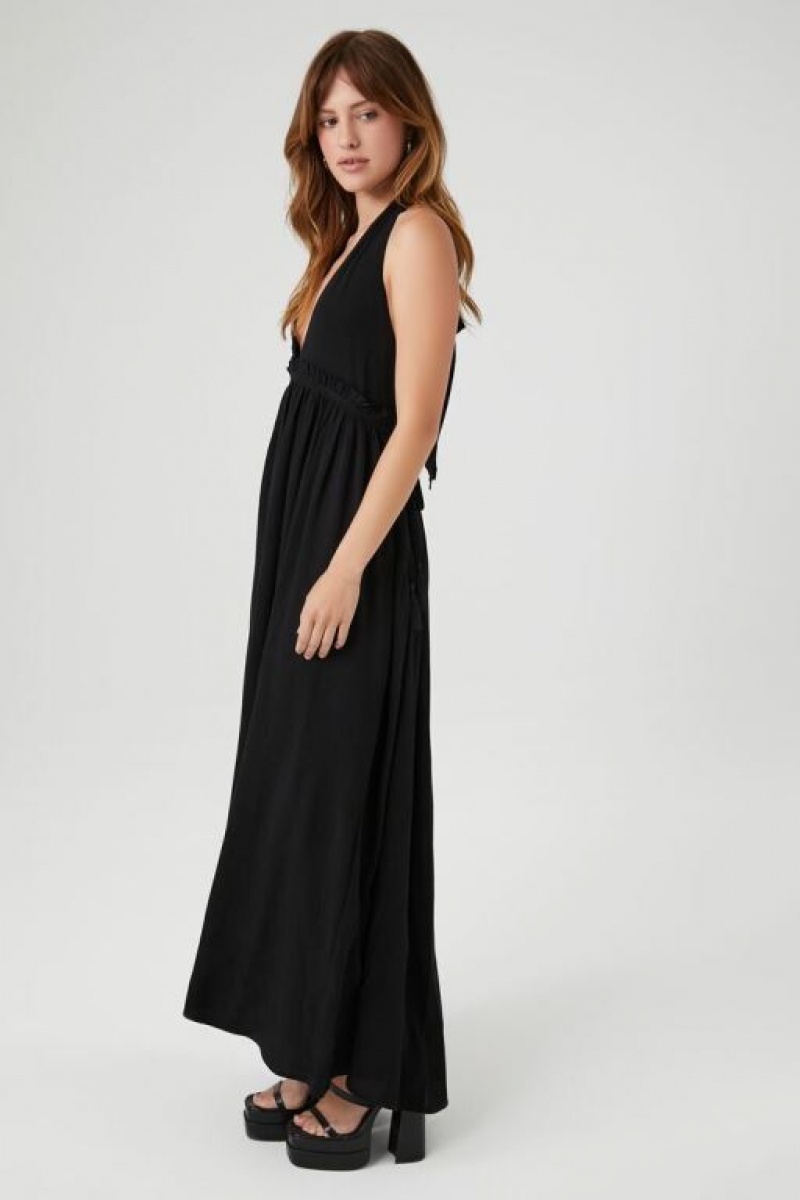 Vestido Forever 21 Statement Bow Halter Maxi Mujer Negras | VE4awO1wzjE