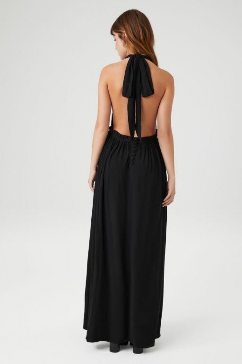 Vestido Forever 21 Statement Bow Halter Maxi Mujer Negras | VE4awO1wzjE