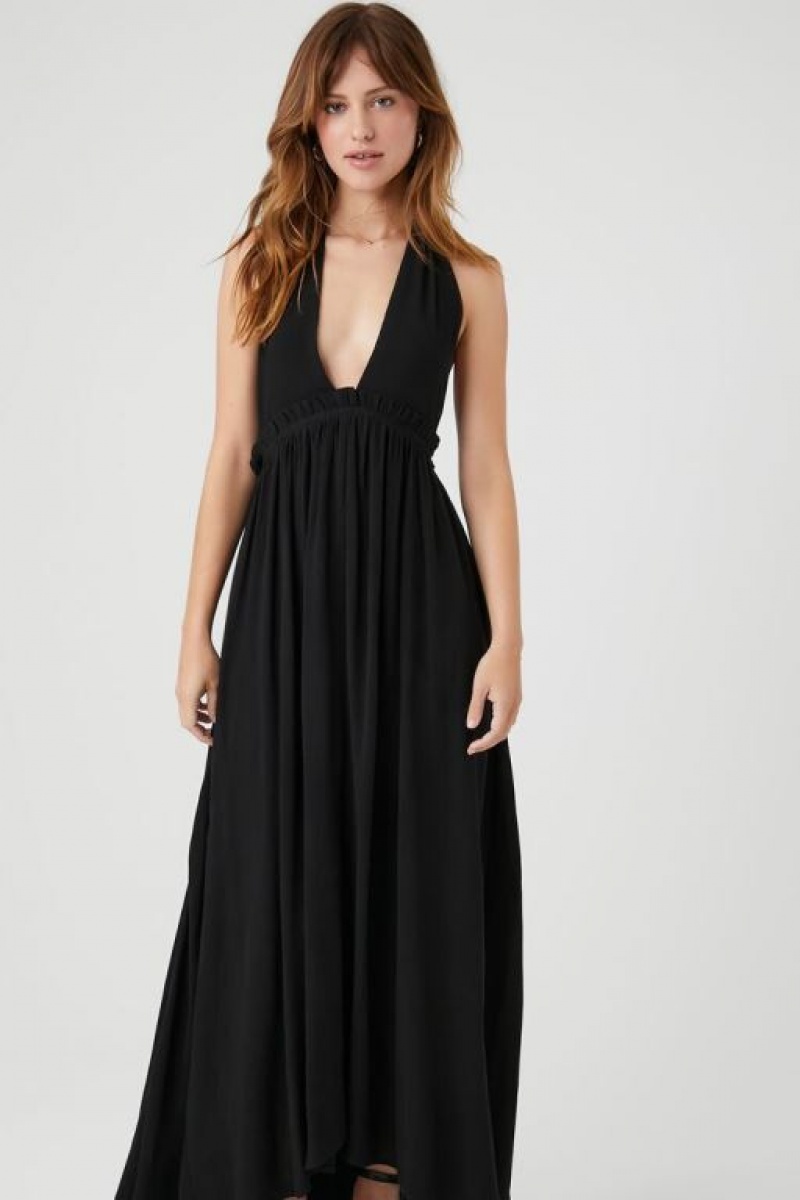 Vestido Forever 21 Statement Bow Halter Maxi Mujer Negras | VE4awO1wzjE