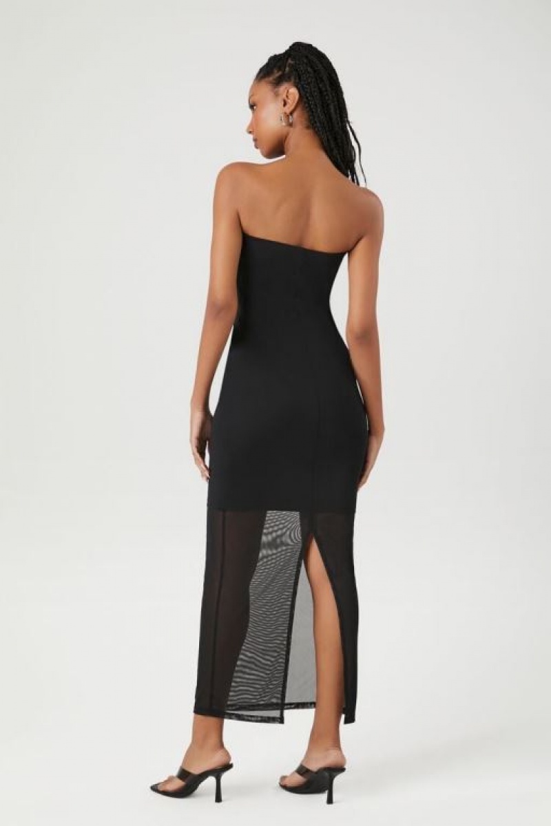 Vestido Forever 21 Strapless Mesh Bodycon Maxi Mujer Negras | TN6w3yphu3U