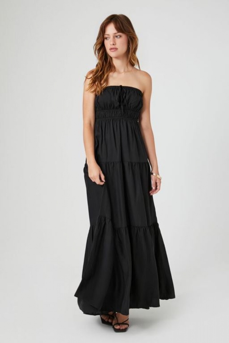 Vestido Forever 21 Strapless Tiered Maxi Mujer Negras | UgvJRC2j6oB