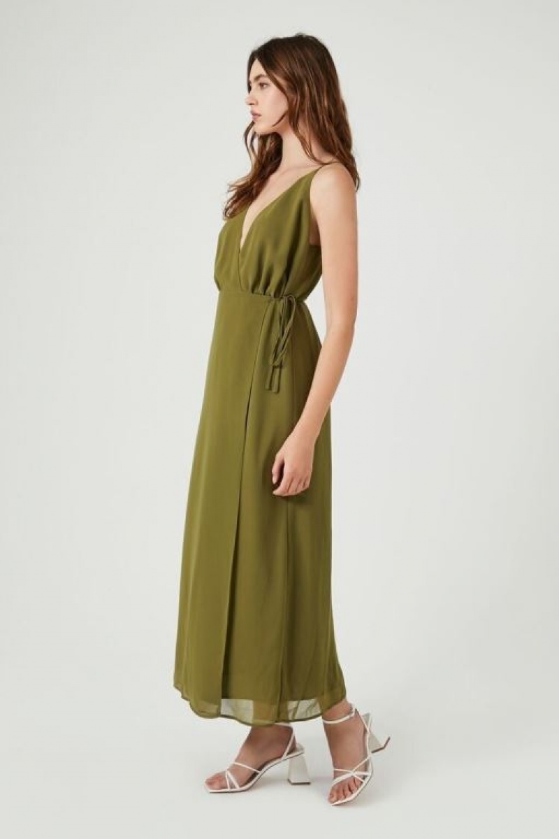 Vestido Forever 21 Surplice Cami Maxi Mujer Verde Oliva | HGs7tnkiVVN