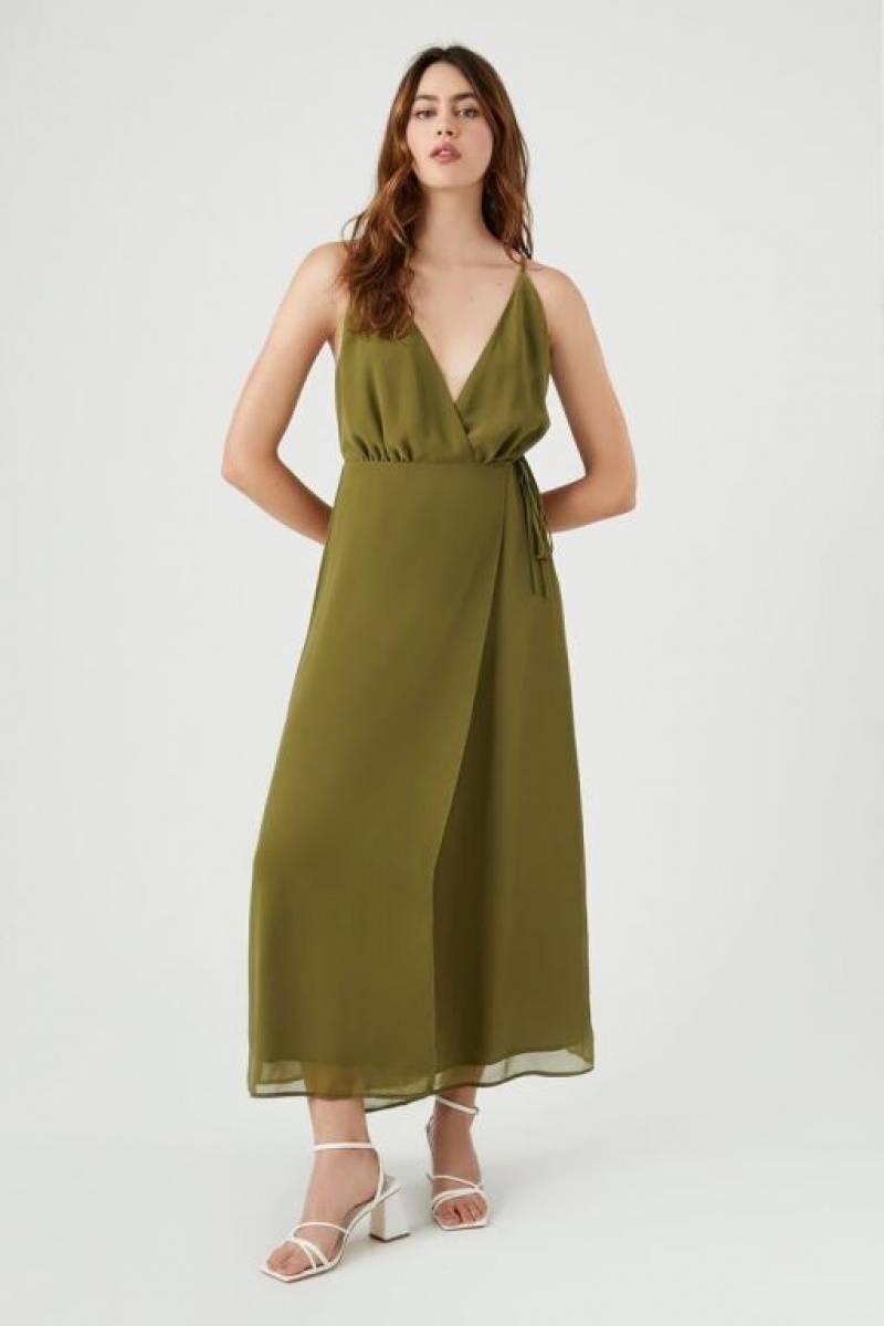 Vestido Forever 21 Surplice Cami Maxi Mujer Verde Oliva | HGs7tnkiVVN