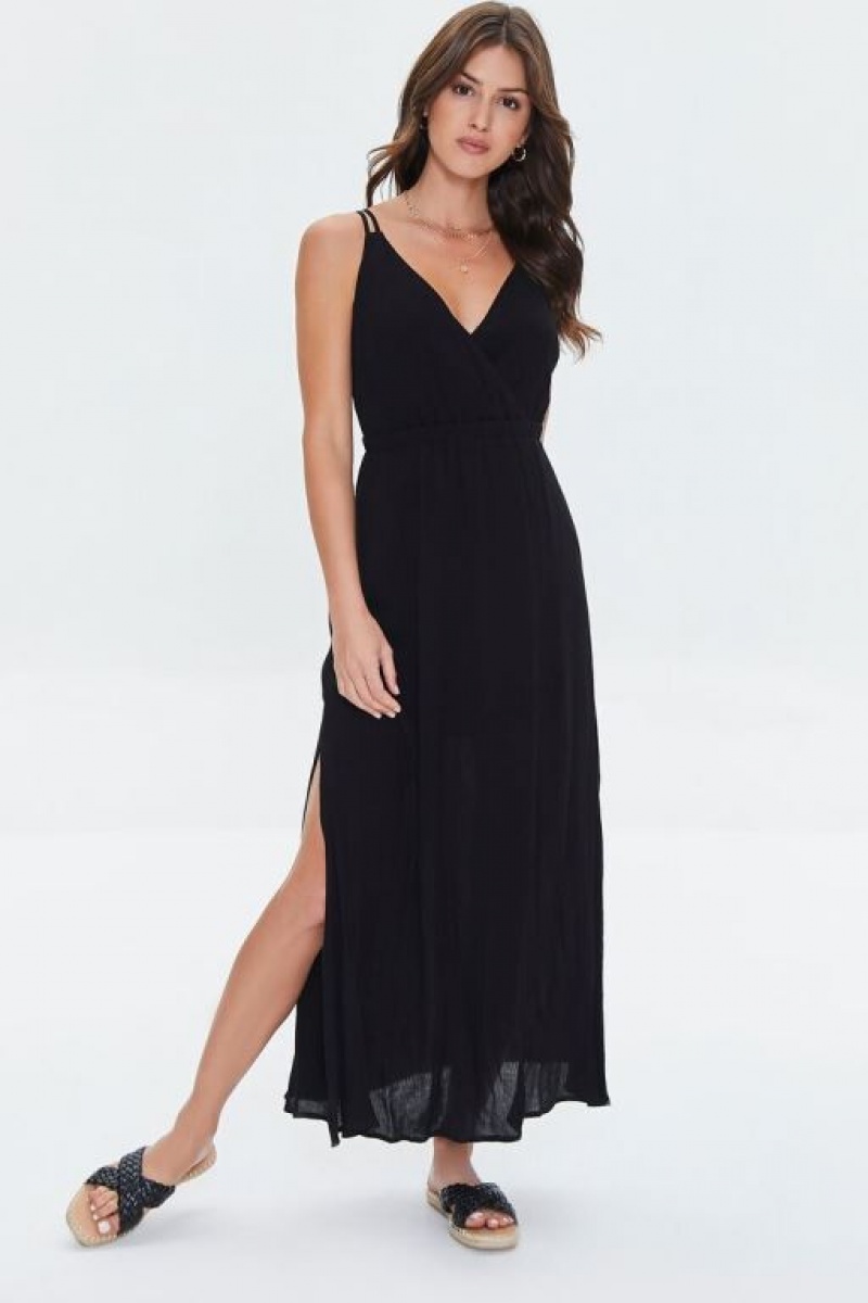 Vestido Forever 21 Surplice Cami Maxi Mujer Negras | uYrgHemcy3H