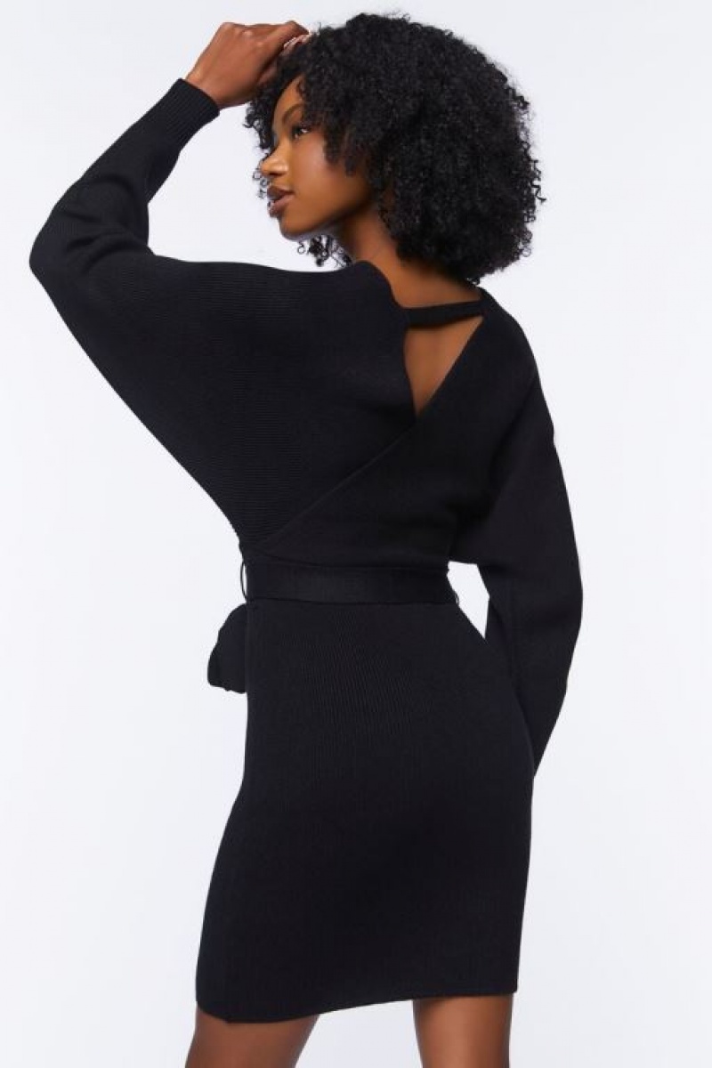 Vestido Forever 21 Surplice Long Sleeve Mujer Negras | gOFFNFpFFXe