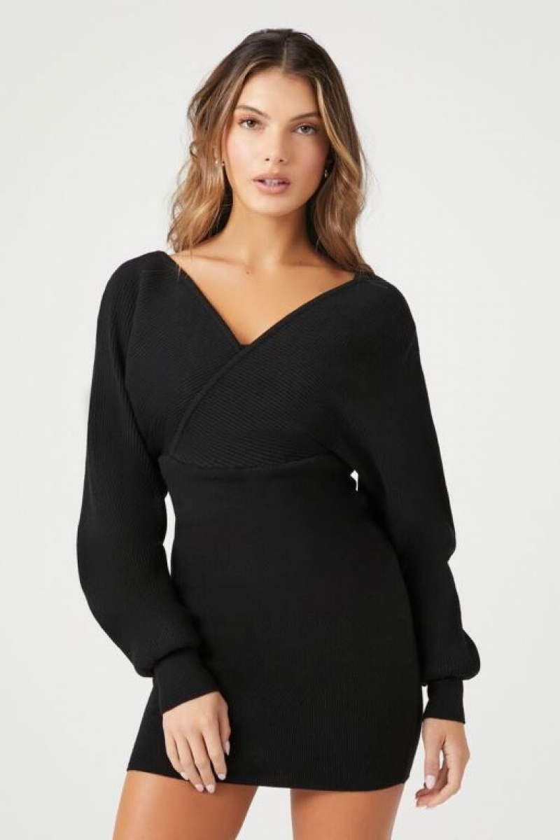 Vestido Forever 21 Surplice Mini Mujer Negras | UGROdC2cYDA