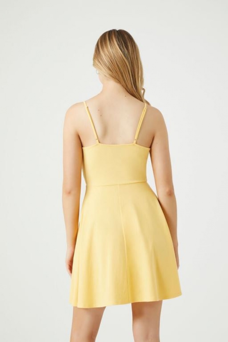 Vestido Forever 21 Surplice Skater Mini Mujer Cornsilk | T5eszn6ZeCT