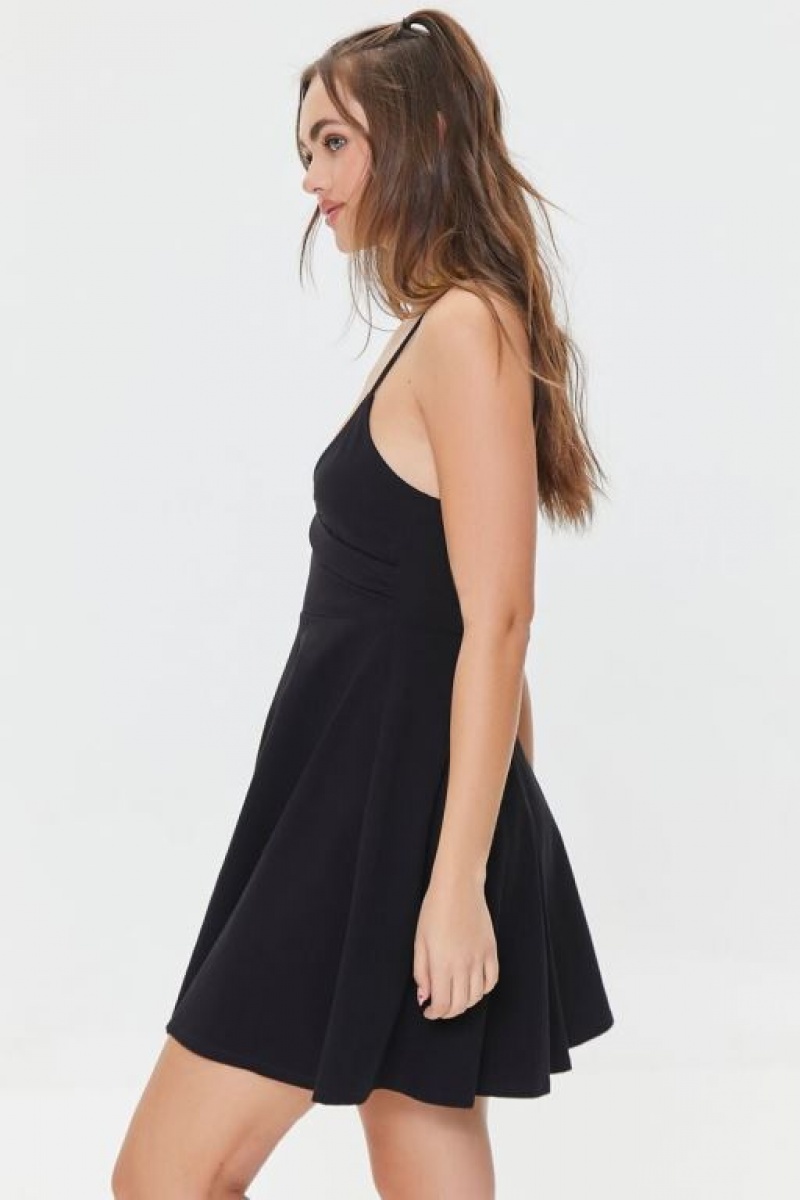 Vestido Forever 21 Surplice Skater Mini Mujer Negras | OdoYoFqiXdQ