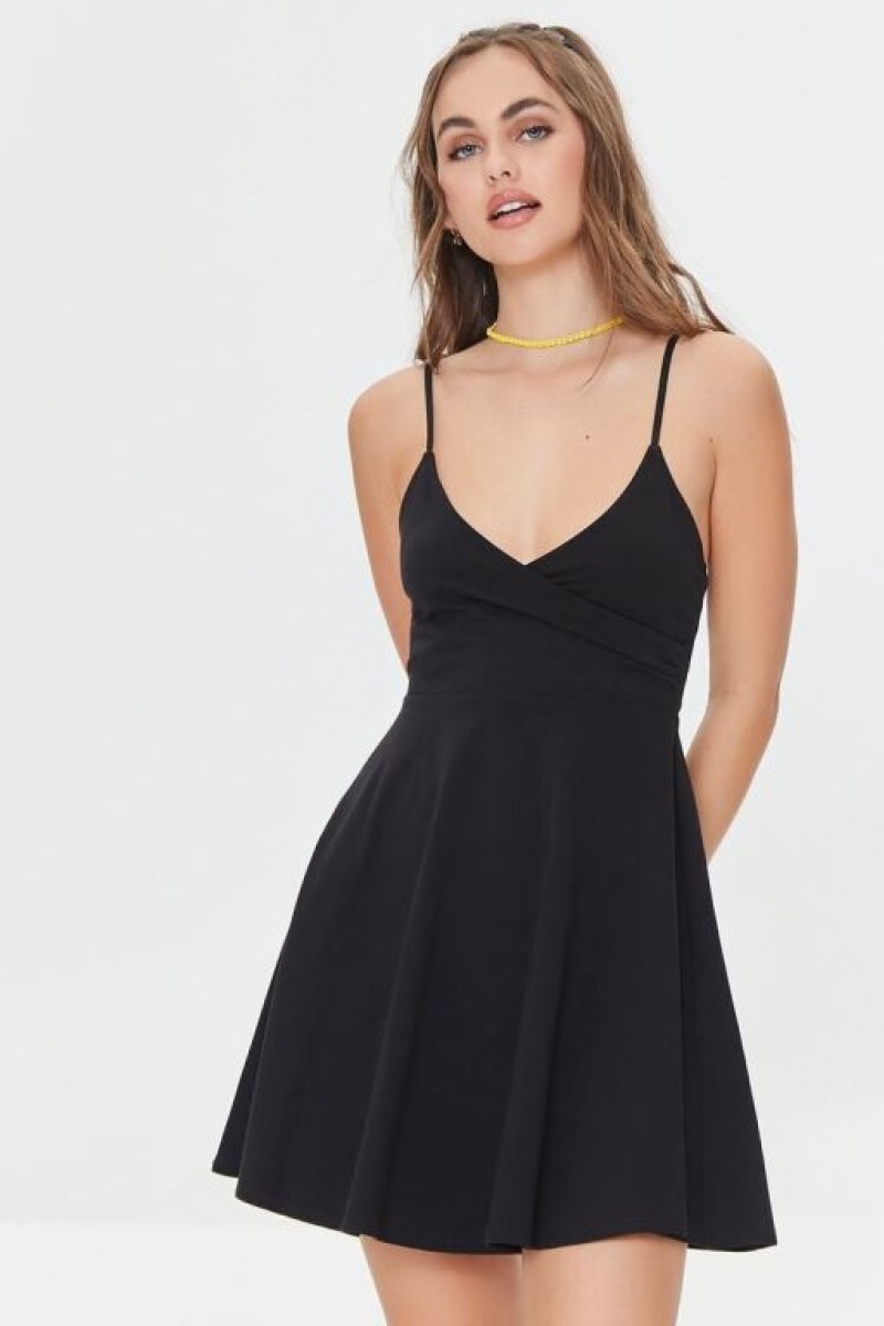 Vestido Forever 21 Surplice Skater Mini Mujer Negras | OdoYoFqiXdQ