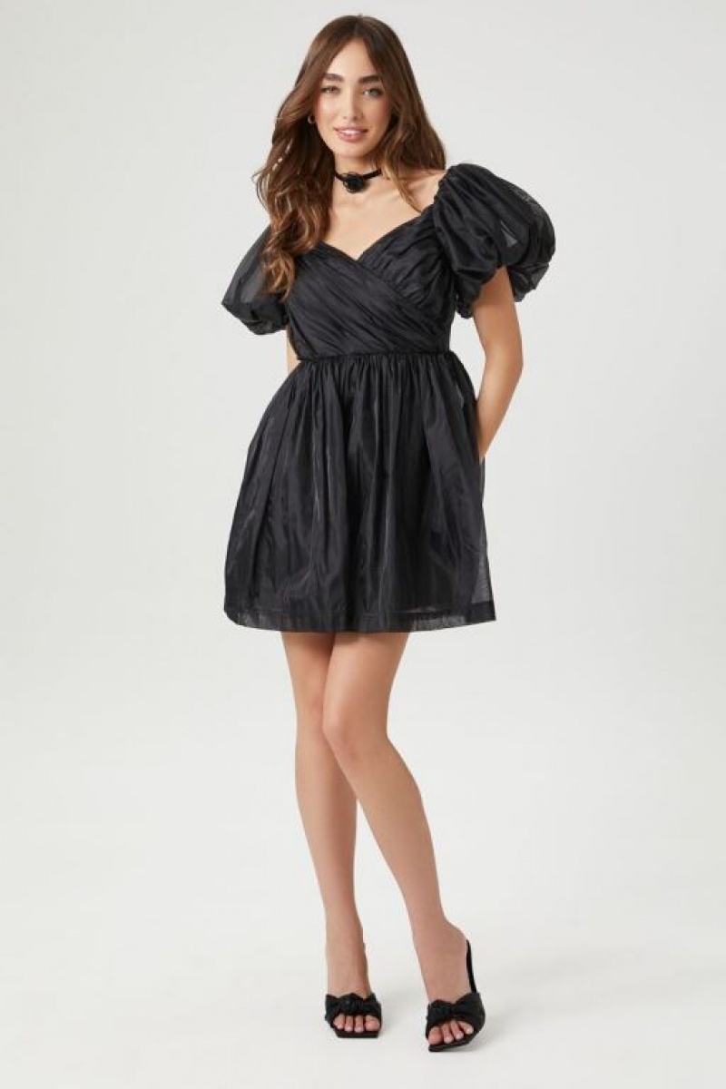 Vestido Forever 21 Sweetheart Chiffon Mini Mujer Negras | EuapVMT7eZs