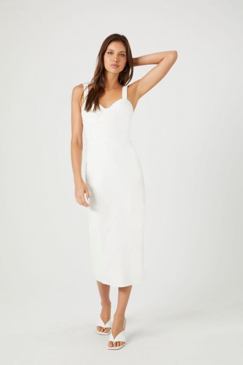 Vestido Forever 21 Sweetheart Denim Midi Mujer Blancas | xBHx4uf3ehA